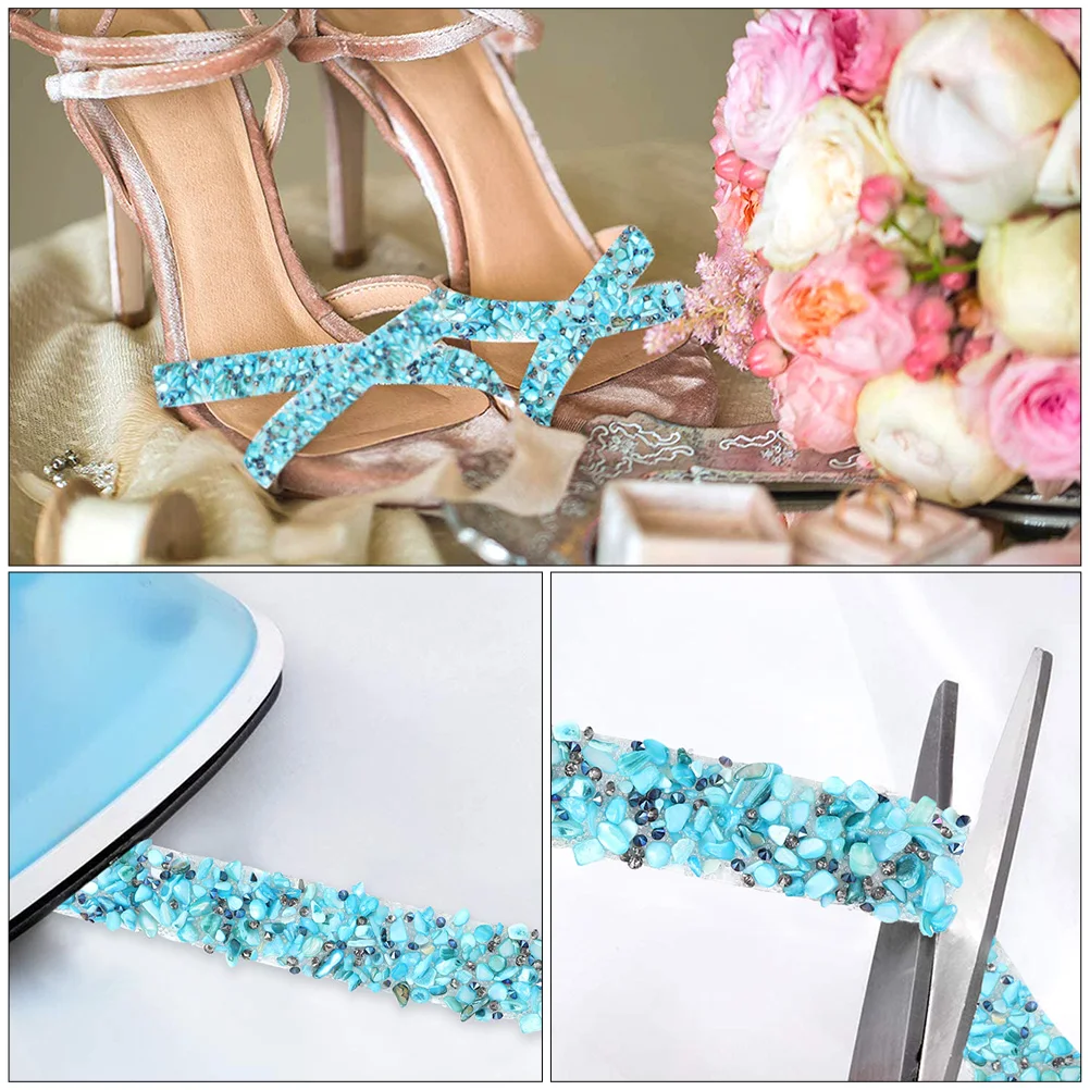 

Beaded Iron on Applique Chain Colored Stone Shell Rhinestone Ribbon Durable Hot Melt Adhesive Sewing Accessories DIY Tool Kit