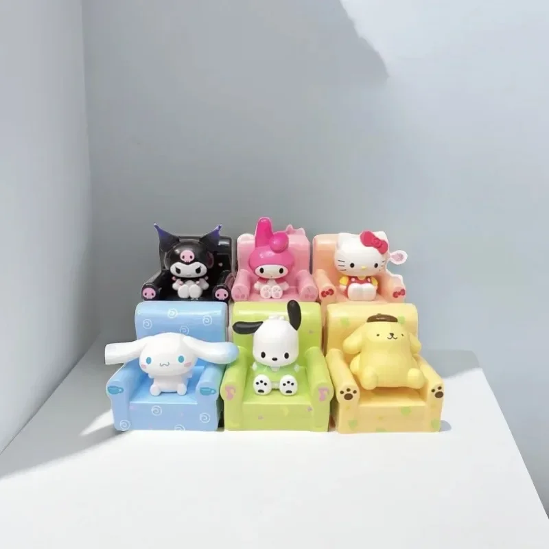 

Sanrio Sitting Doll Series Blind Box Cute Sofa Cinnamoroll Kuromi Mymelody Mysterious Surprise Box Figure Model Toys Gifts