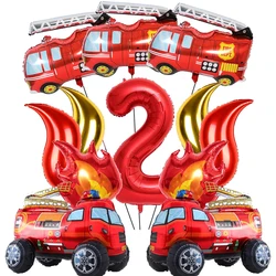 Fire Truck Party Decoration Birthday Number Foil Fire Engine Balloon for Kids Firefighter Fireman Birthday Party Favors Supplies