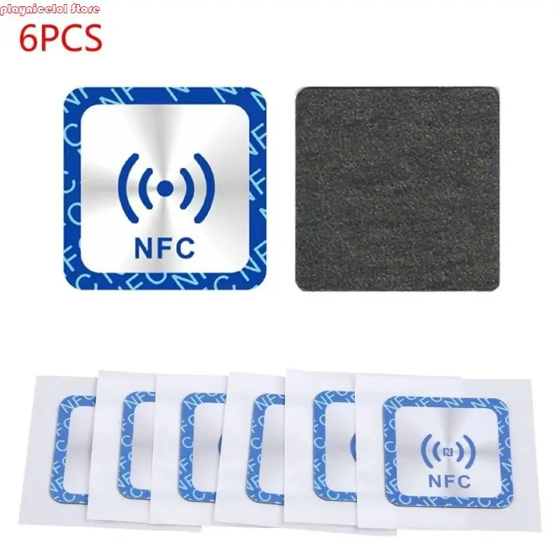 6つの抗メタルNTAG213ステッカーNFC NTAG213タグステッカースクエアNFCステッカーのE8BAセット