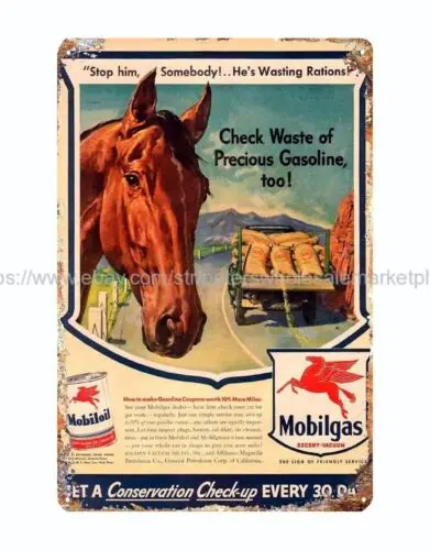 -old kitchen signs 1943 Mobiloil Mobilgas Horse pegasus metal tin sign sign