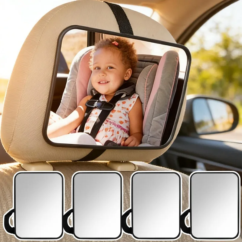 Shatterproof Baby Car Interior Rearview Mirror Safety Seat Observation Mirror Child Cognitive Mirror Easy Install, Universal Fit