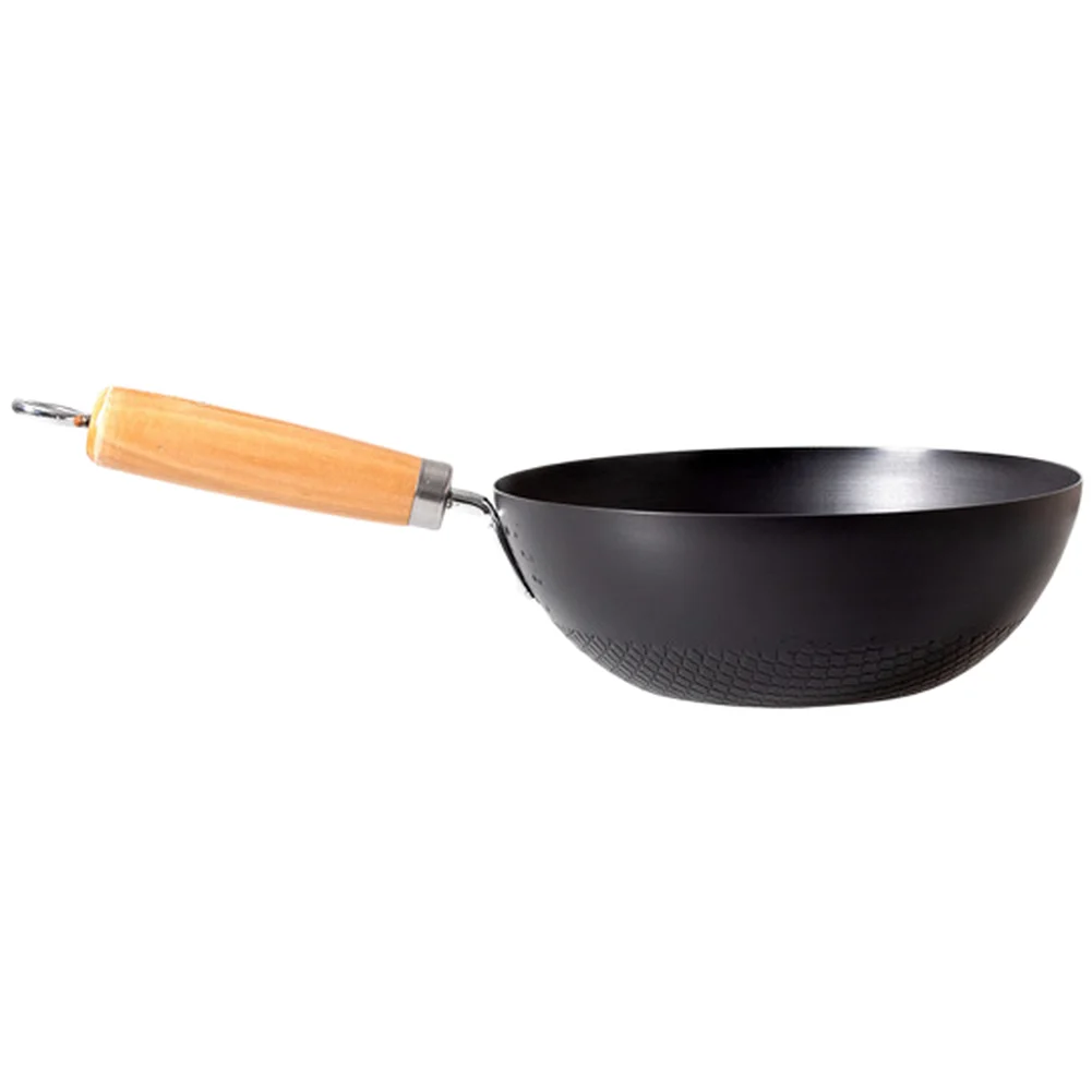 Wrought Iron Cooking Pan Japanese Style Wok Ergonomic Handle Frying Pan For Comfort Excellent Heat Retention All Stove Types