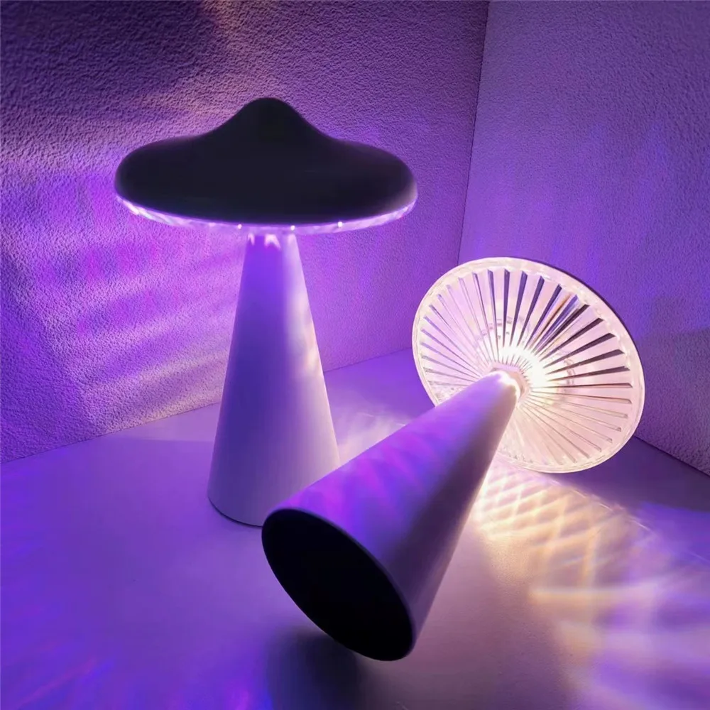 UFO Mushroom Lamp Adjustable Brightness Rechargeable LED Touch Table Lamp Retro Bar Home Atmosphere Decoration Night Lights