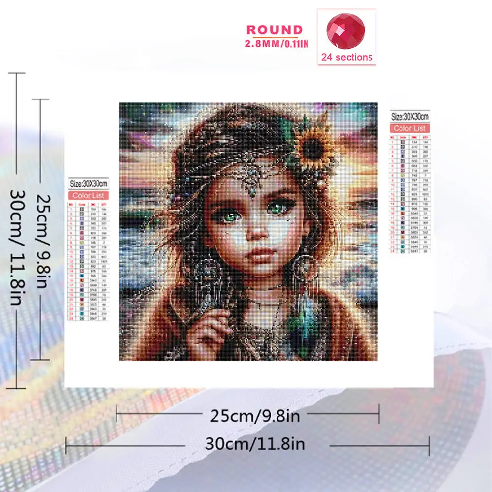 Evershine Full Square Round Diamond Painting Girl Portrait DIY Mosaic Pattern For Adults Beginners Embroidery Child Gift