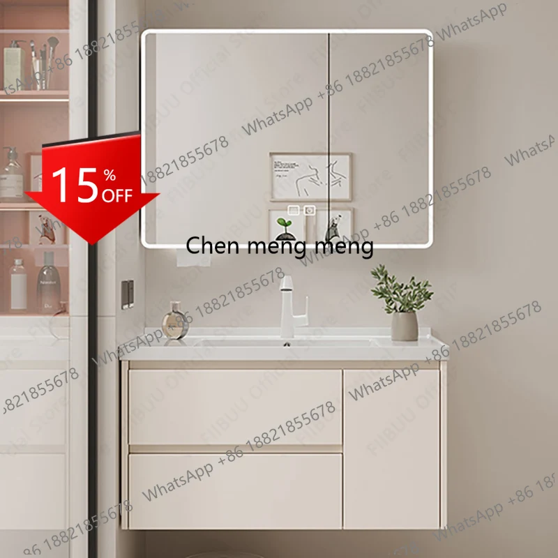 

Современная тумба для ванной X173 с зеркальным шкафчиком, интегрированной раковиной и мебелью из алюминия