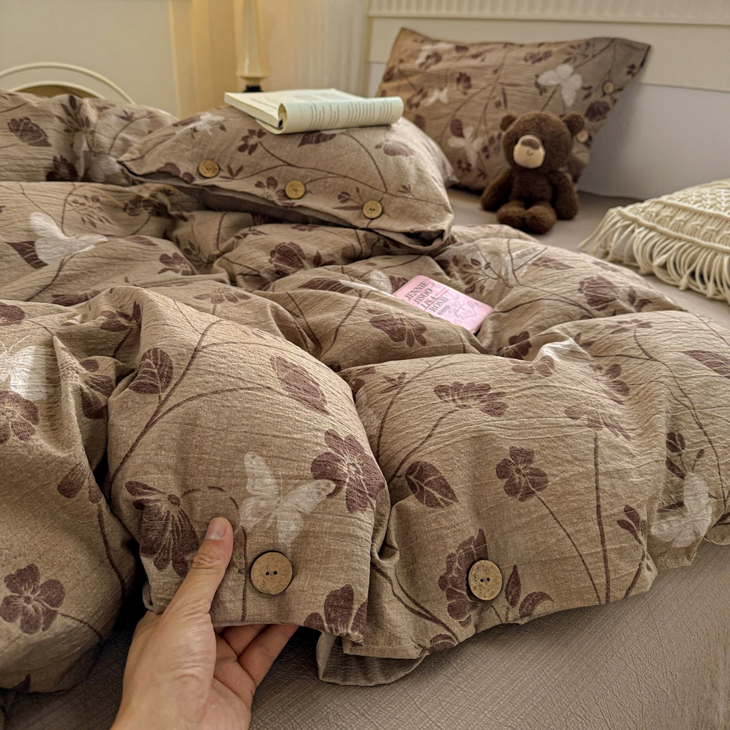 Ins Prinzessin Bettwäsche Set Einfache Floral Bettbezug Kissenbezüge Flache Blatt Einzel Twin Doppel Queen Size Wohnkultur Bettwäsche Set – Detail 1