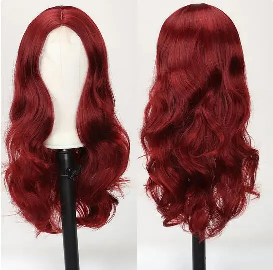 Long Curly Wine Burgundy Red 180% Density Dark Wine Red Lace Closure Wigs Middle Part Black Orange Wig Wigs For Black Women Hair