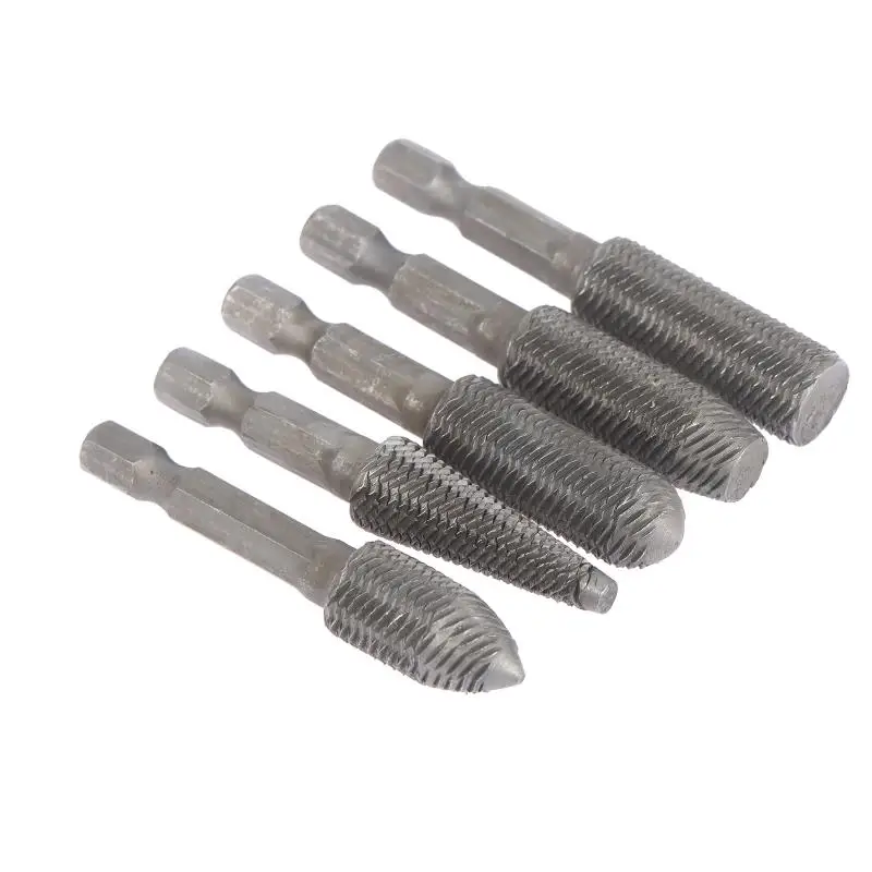 Set Rotary Burr Baja Karbida Tungsten Premium, 5 Kepala Shank Hex untuk Alat Pemoles dan Penggiling Cetakan