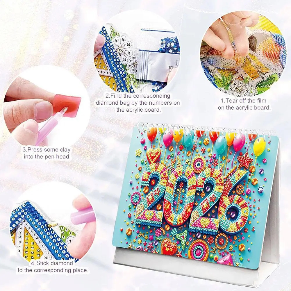 Kalender Meja Lukisan Berlian DIY Kalender Meja Kerajinan Seni Natal Tahun Baru untuk Pecinta Kerajinan Pemula Dekorasi Rumah