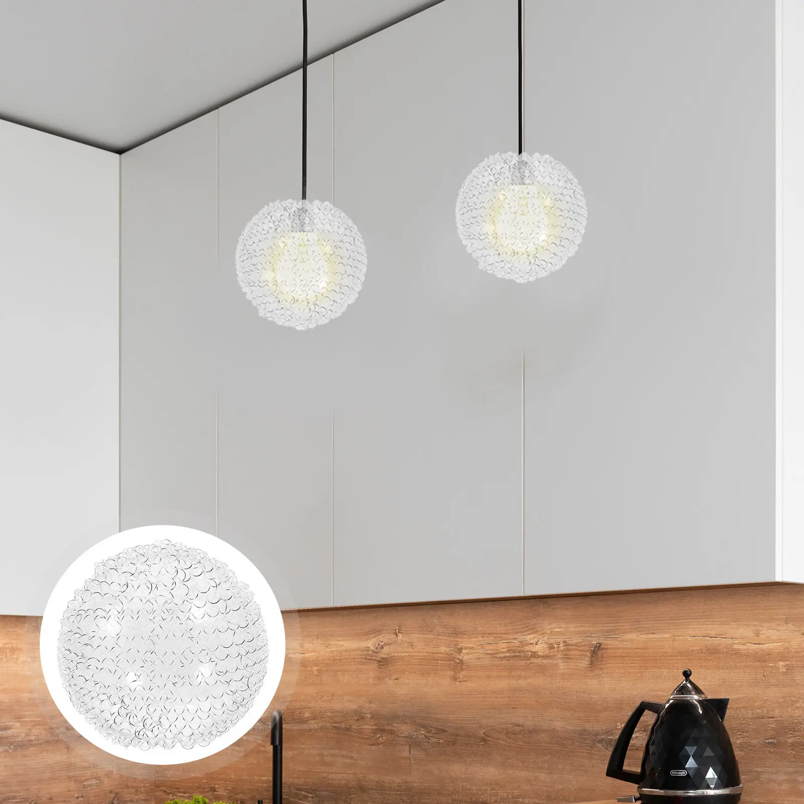 

Globe Glass Lamp Shade Replacement for Chandeliers and Pendant Lights Decorative Lampshade with Clear Glass Aluminum Frame