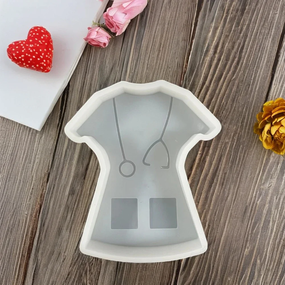 Nurse Clothing Candle Molds Silicone Soap Resin Gypsum Making Tools DIY Relief Stethoscope Chocolate Doctor Office Decor Gifts