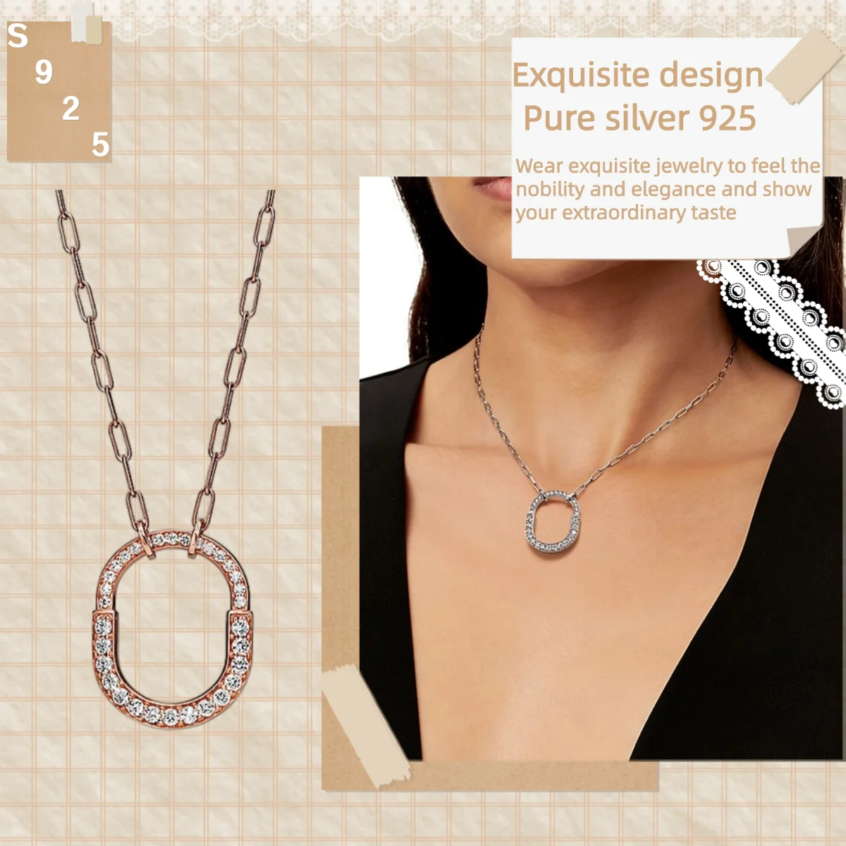 

Classic Masterpiece S925 Sterling Silver Women's Sweet Romance Lock head Diamond inlay Necklace Jewellery Exquisite Party Gifts