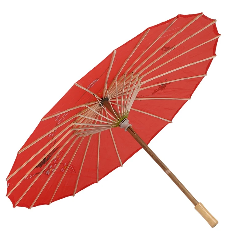 Parasol en bambou rouge avec motif de fleurs de prunier, 31.5 pouces de diamètre, 2X