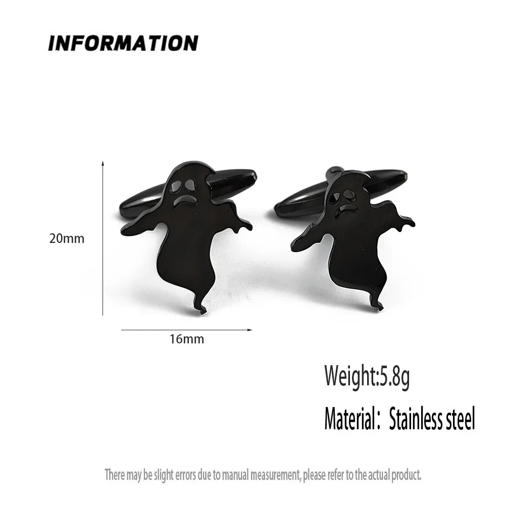 New Arrivals Cartoon Cute Ghost Design Cufflinks High Quality Stainless Steel Material Elegant Men's Jewelry Accessorie