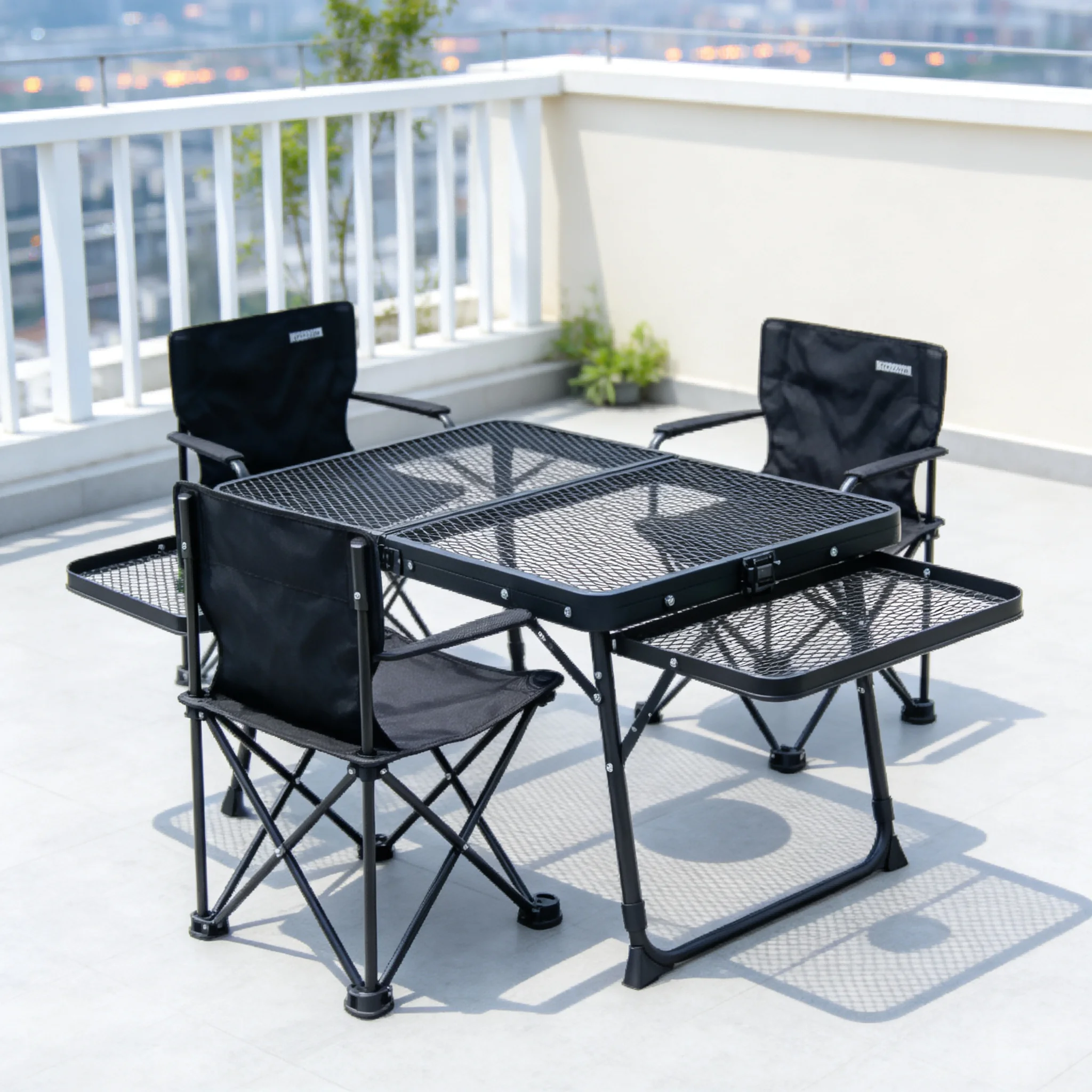 AOLIVIYA Aluminum Alloy Mesh Lift BBQ Stand Compact Portable Folding Table Picnic Camping Table Outdoor Coffee Tea Table