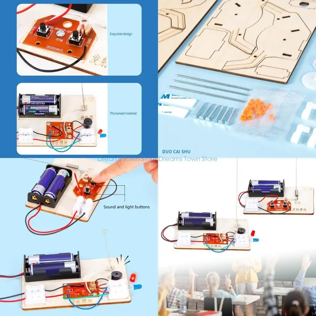 HX6A DIY Wireless Transmitter Experiment Kits Wooden Physics Model Assemble Kits for Student Teaching Learning Stem Project