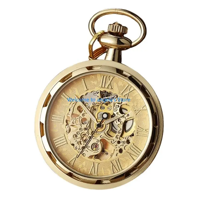 X4YC Vintage Mechanical Pocket Watch Antique Punk Clear Face Pocket Watch With Cosplay Parties Dressingup Accessories
