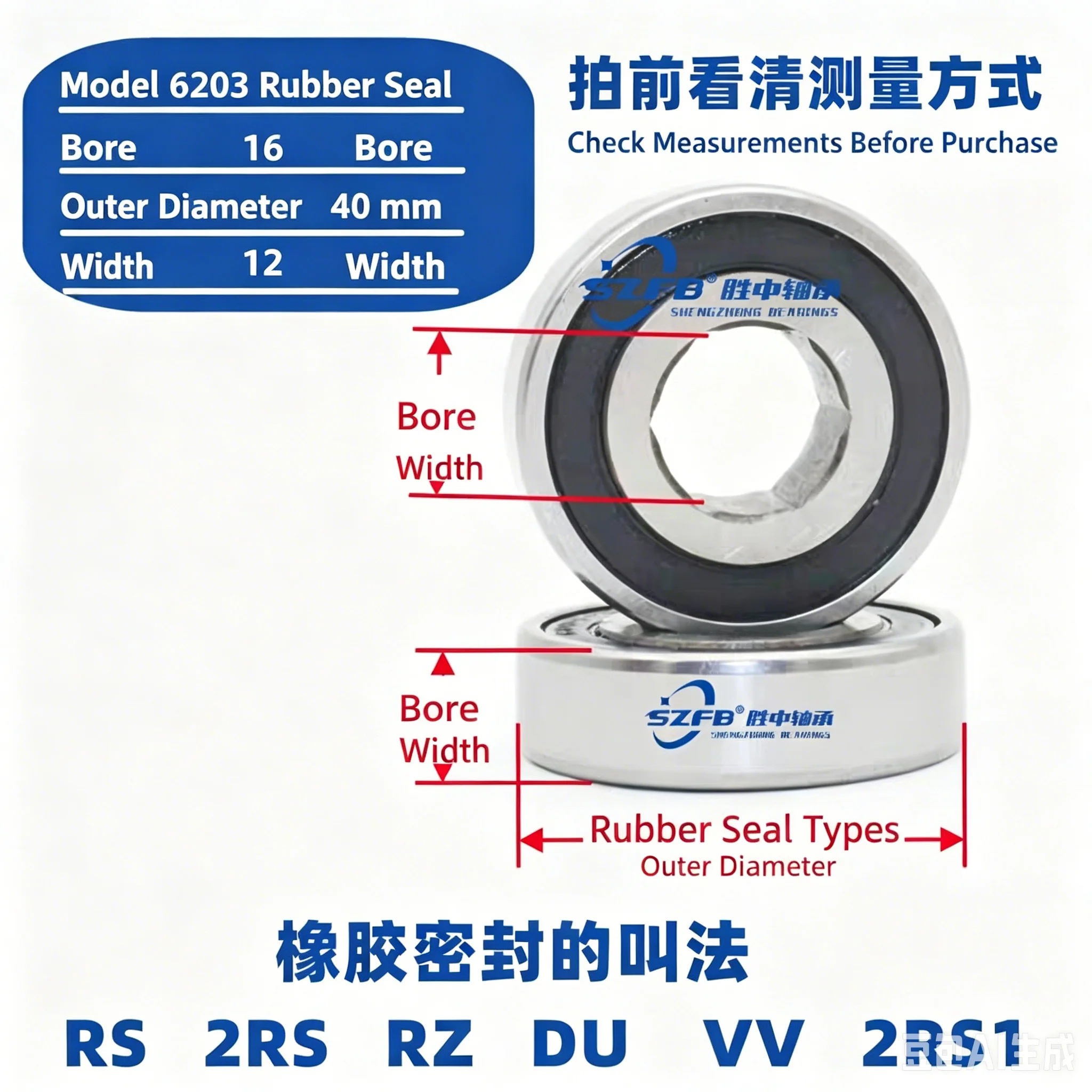 Hexagon Socket Bearing, Seeder Agricultural Machinery Model 6003 6004 6005 6202 6203 6204 6205 6206 6207/2RS