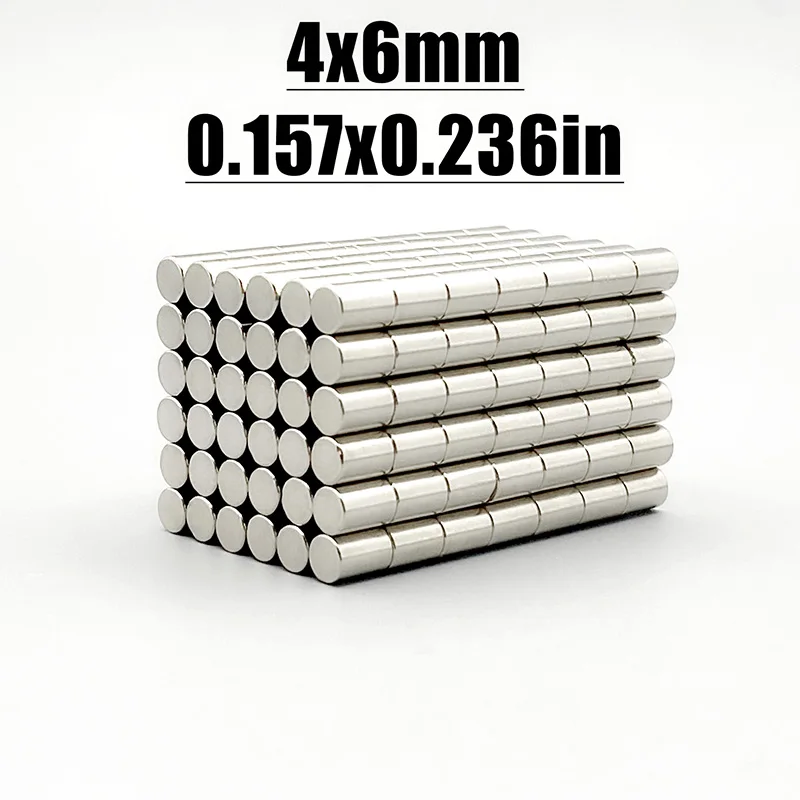 20-2000pcs 4x6mm Magnet Neodymium Magnet N35 NdfeB Permanent Magnetic Imanes Fridge Diy Magnets Round Shape 4*6 Magnet Accessory