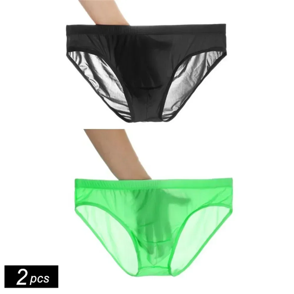 

Solid Male Panties Translucent Thin Plus Ultra Sexy Youth Size Waist Low Color Breathable Ice Men Briefs Silk