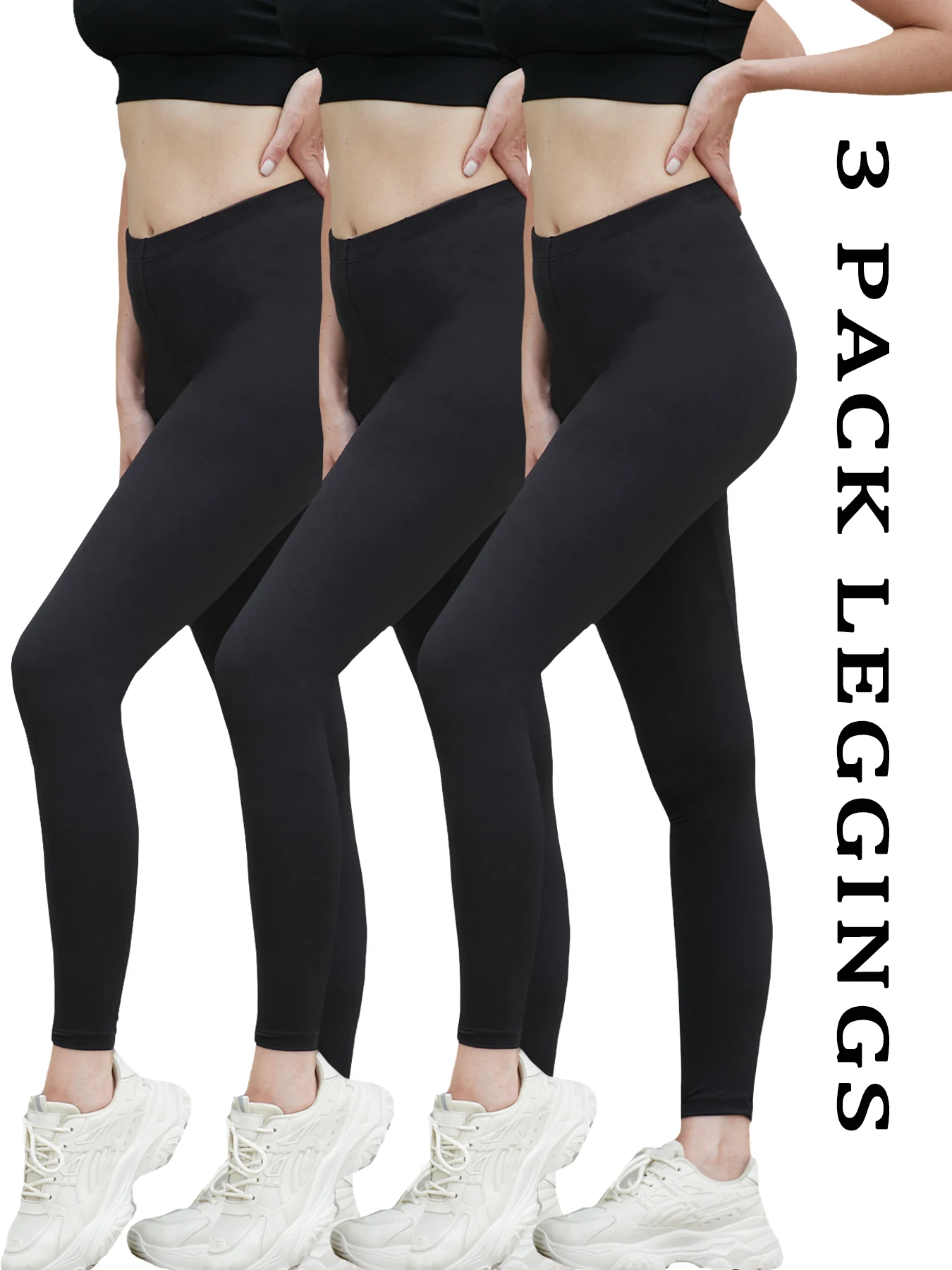

3 Pack Women's Super Soft Leggings High Elasticity No See Through Workout Yoga Running Athletic Push Up Gym Fitness Leggings
