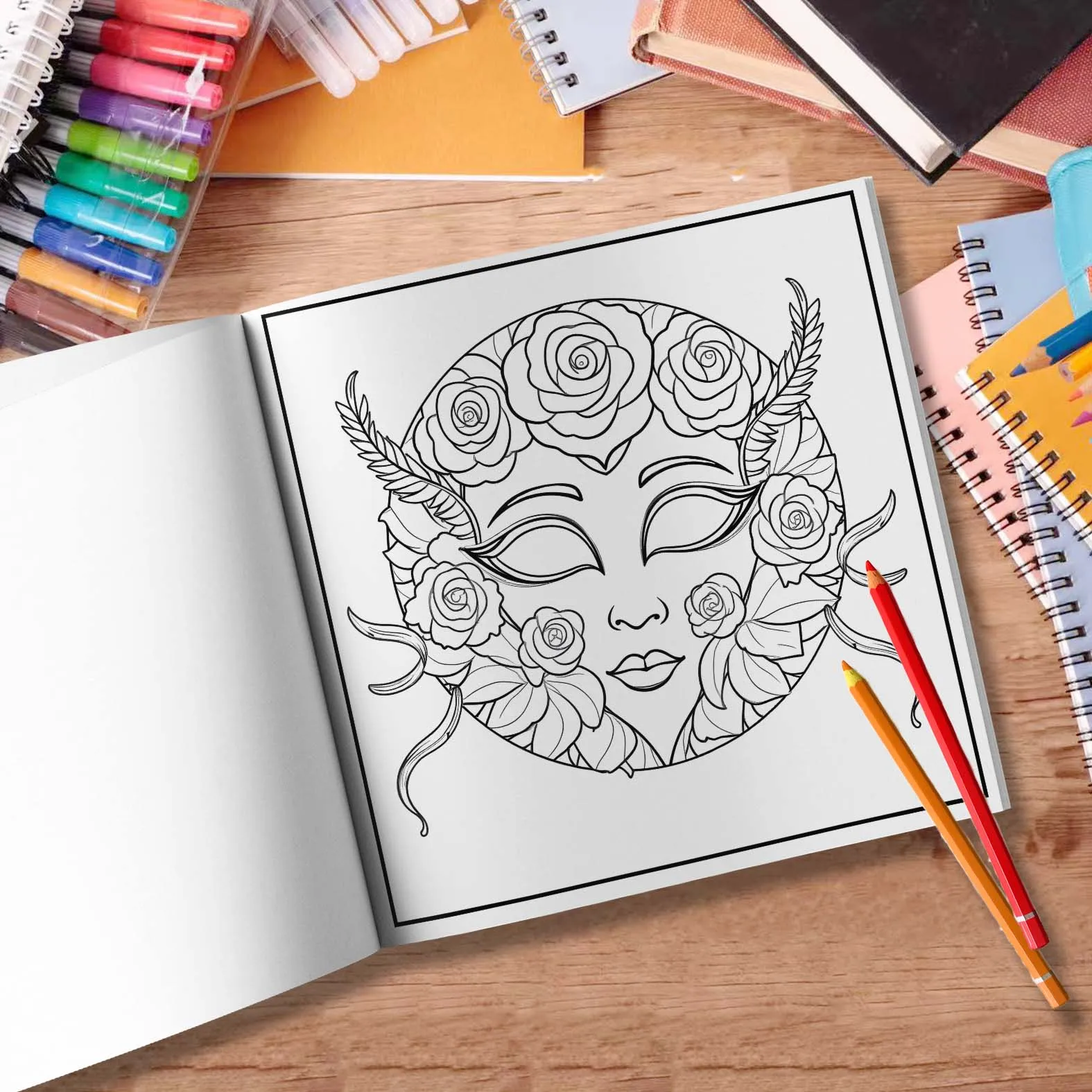 Creative Mask Coloring Book 24Page Adult Picture Book Gift For Birthday Party Relieve Stress Kill Time Graffiti Painting Drawing