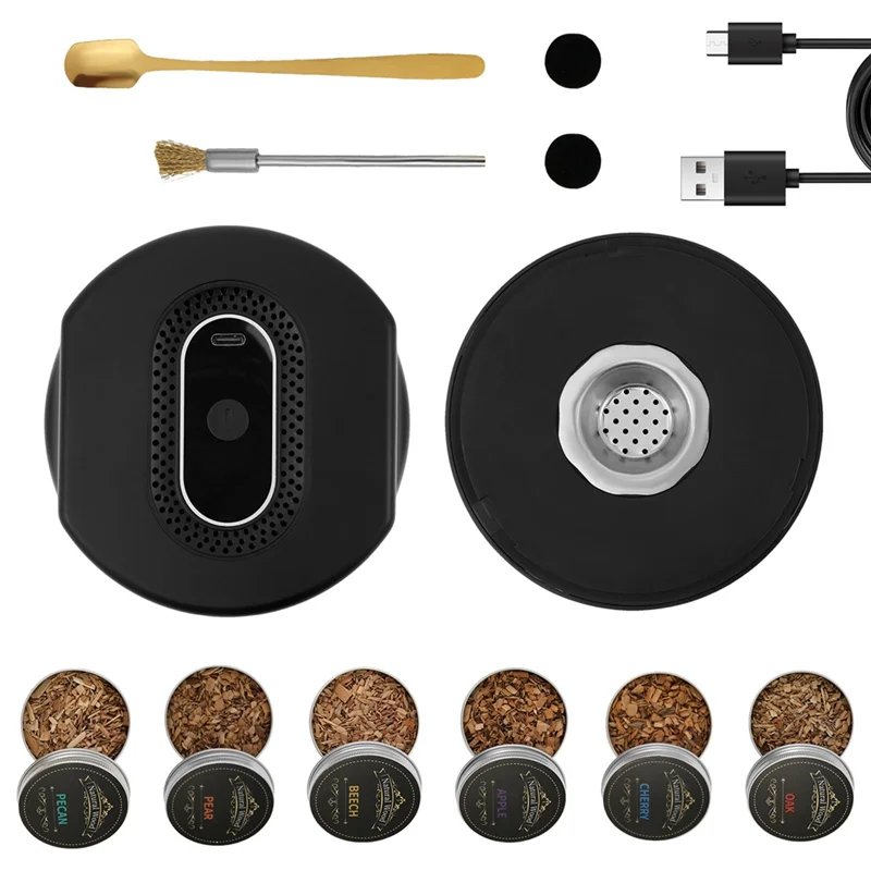 

Electric Whiskey Smoker Kit With 6 Flavors Wood Chips Rechargeable Cocktail Smoker Kit No Needed For Men Husband