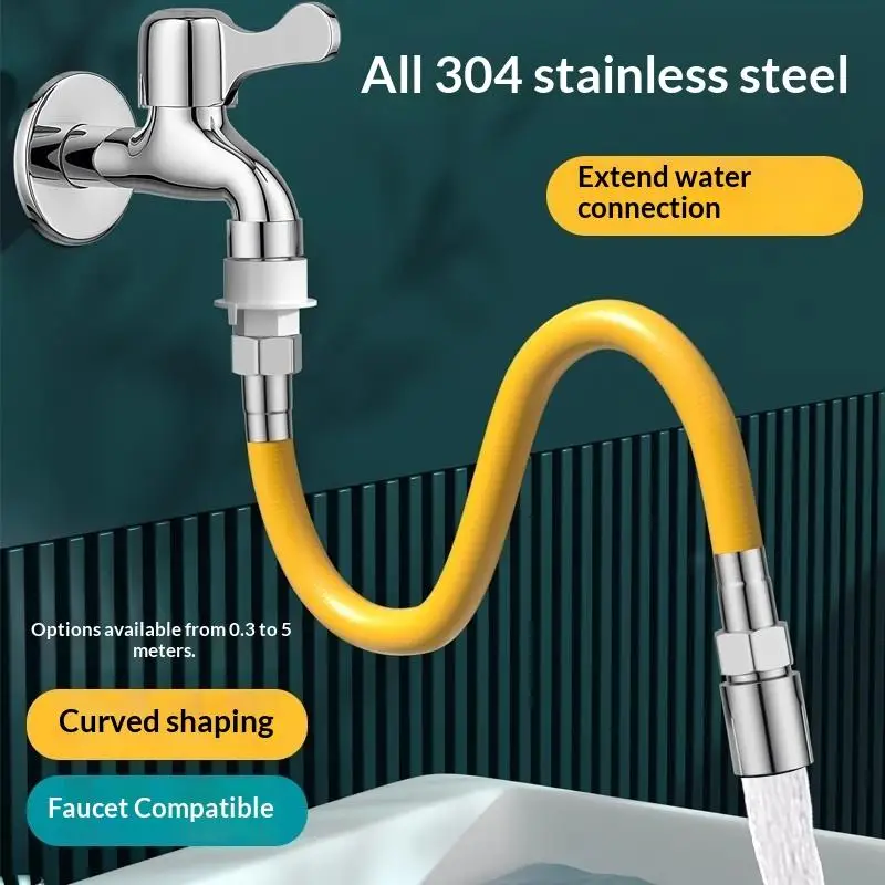 1Pcs Splashproof Free Bending Faucet Extension Tube 1 Mode Faucet Extension Extender Adjust Stainless Steel Water Tap Pipe Tube