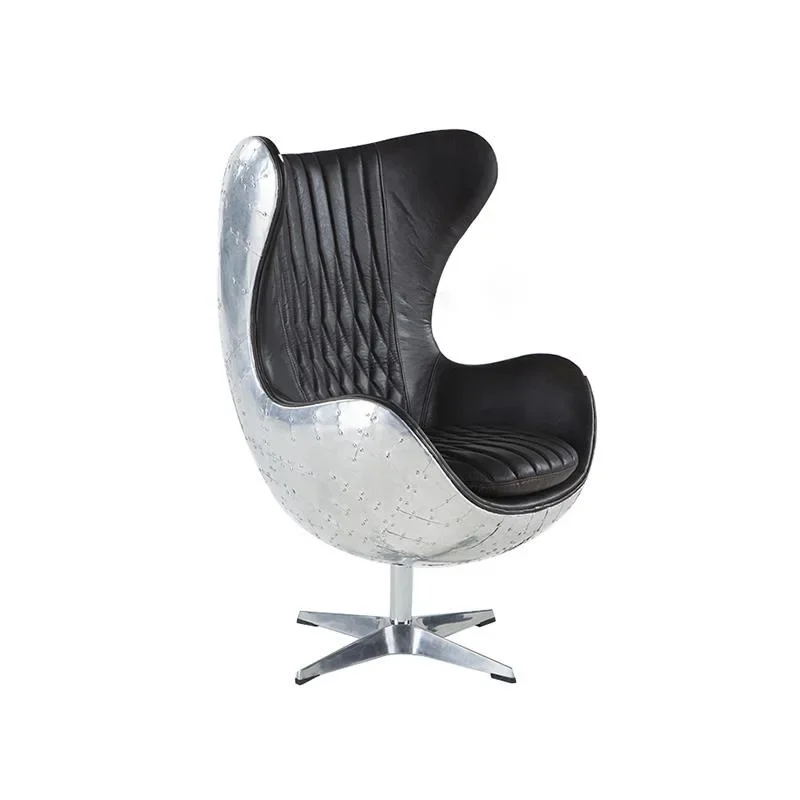 Aluminum leather rivet chair, industrial style furniture, personalized computer swivel chair