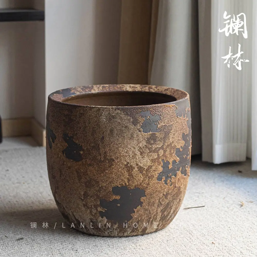 جينغدتشن لانثانوم غابة وابي الرياح الرجعية السيراميك أصيص زهور كبير غرفة المعيشة الصينية الجديدة