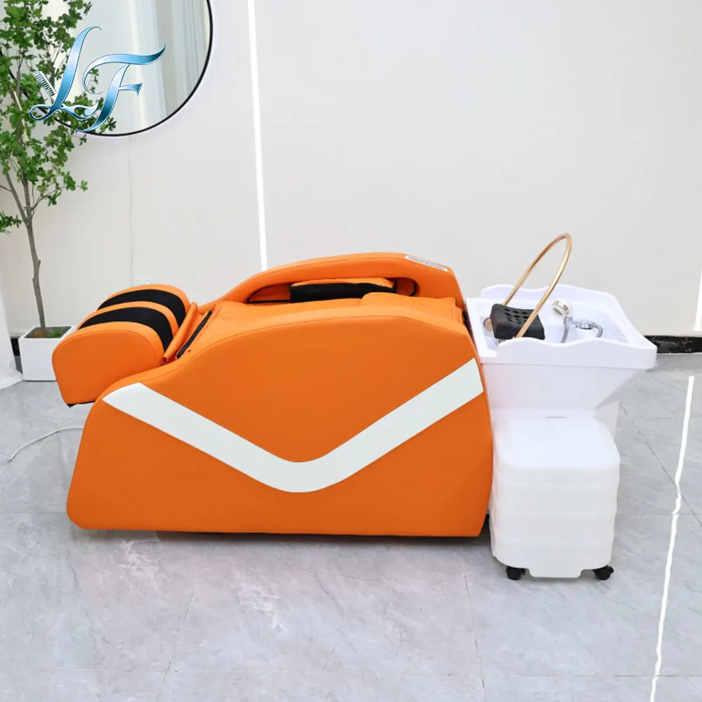 Full Body Scalp Massage Bed Leather Removable Head Spa Washing Bed