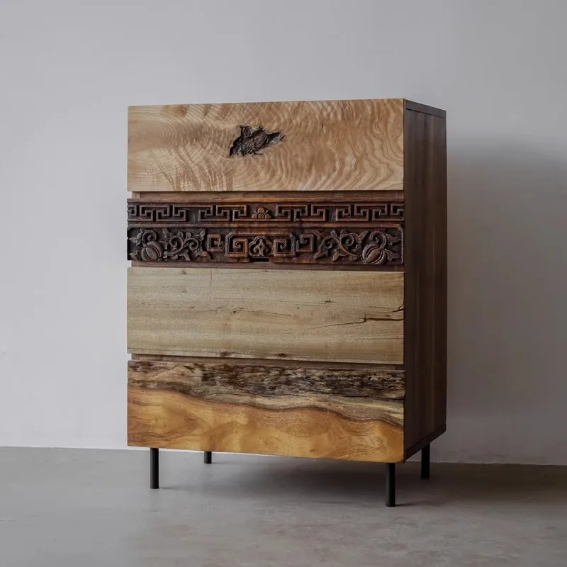 chest of drawers, multi-bucket wabi-sabi wind, porch cabinet, drawer type storage, bedroom, new Chinese style