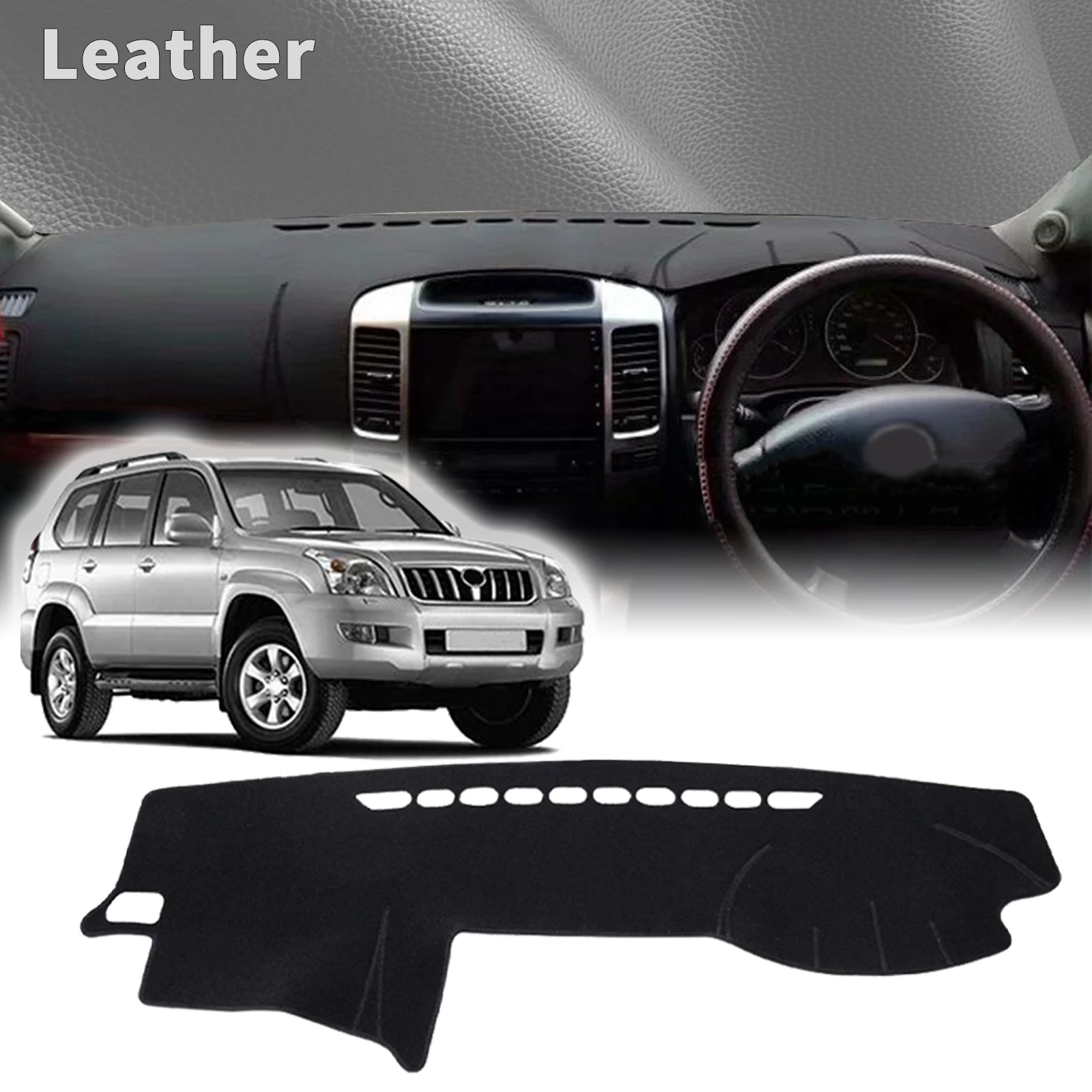 يصلح لتويوتا لاند كروزر برادو 120 J120 2003-2009 اكسسوارات داشمات واقية السجاد غطاء لوحة القيادة وسادة داشمات ظلة