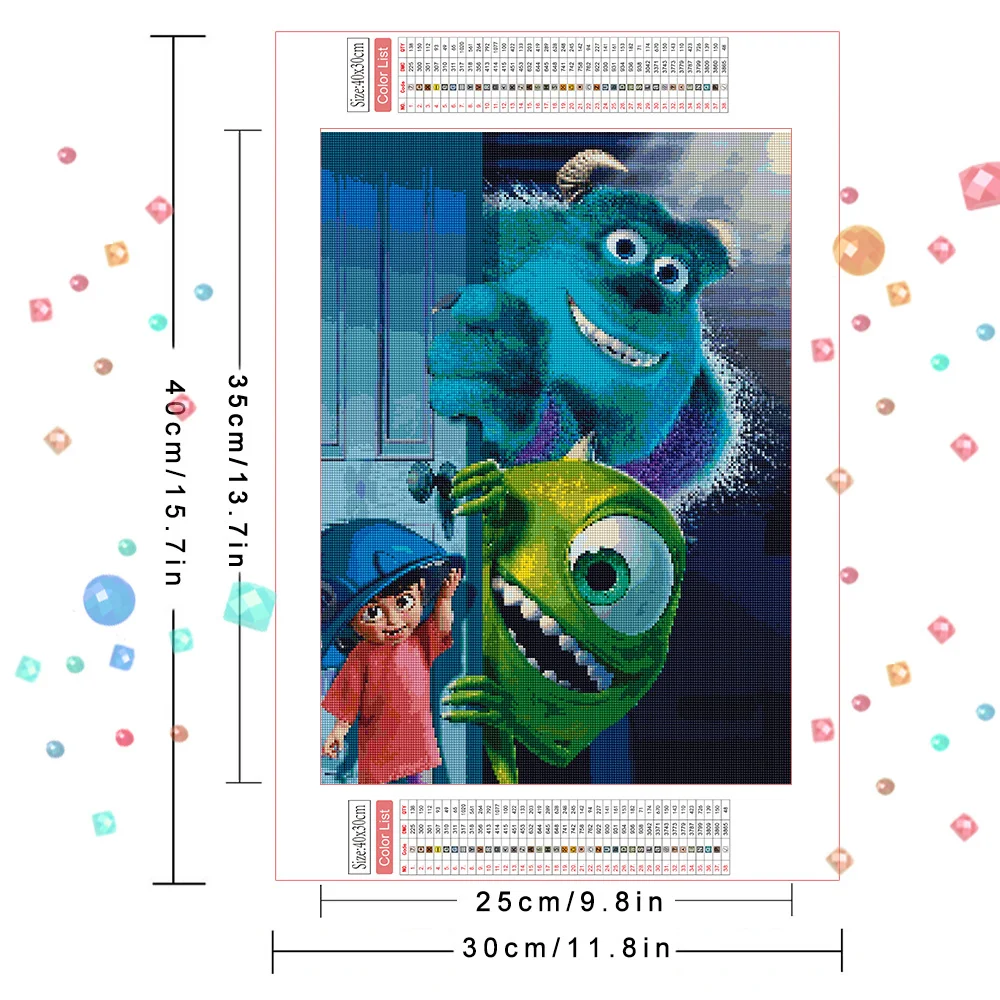 Disney 5D DIY Diamond Painting Monsters Inc DIY Drill Embroidery Cartoon Art Home Decoration Rhinestone Pictures