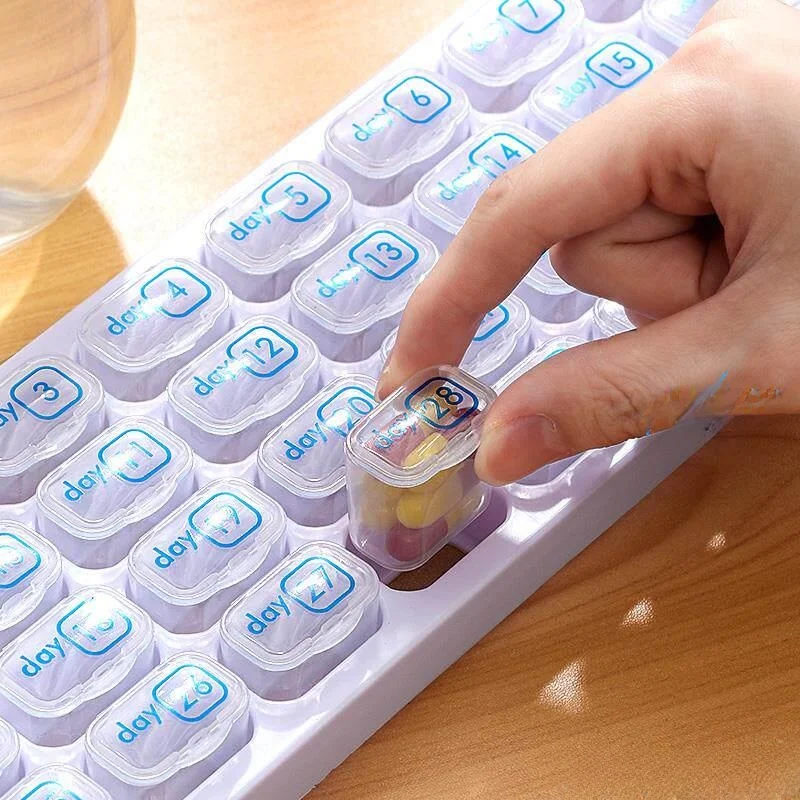 

Portable Pill Box 31-Day Medicine Organizer Travel Size Drug Storage Personal Dosage Reminder Jewelry Box Storage Case