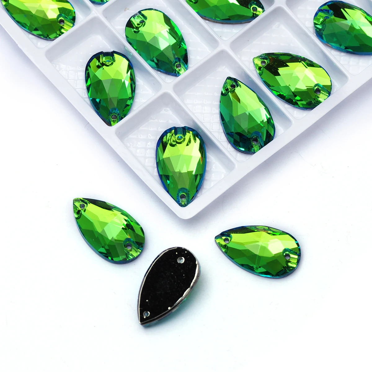 Pubrilex Tropfenförmige Aufnähsteine, abgeschrägte Nähsteine für Kleidung, Schmuck, Eiskunstlauf, SYM-Anzugdekoration – Detail 21
