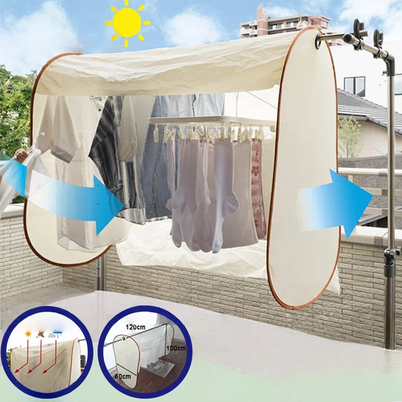 

Outdoor Rain And Sun Protection Clothing Drying Cover Bird Droppings Protection Cover Clothes Hanging Dust Cover Drying Rack