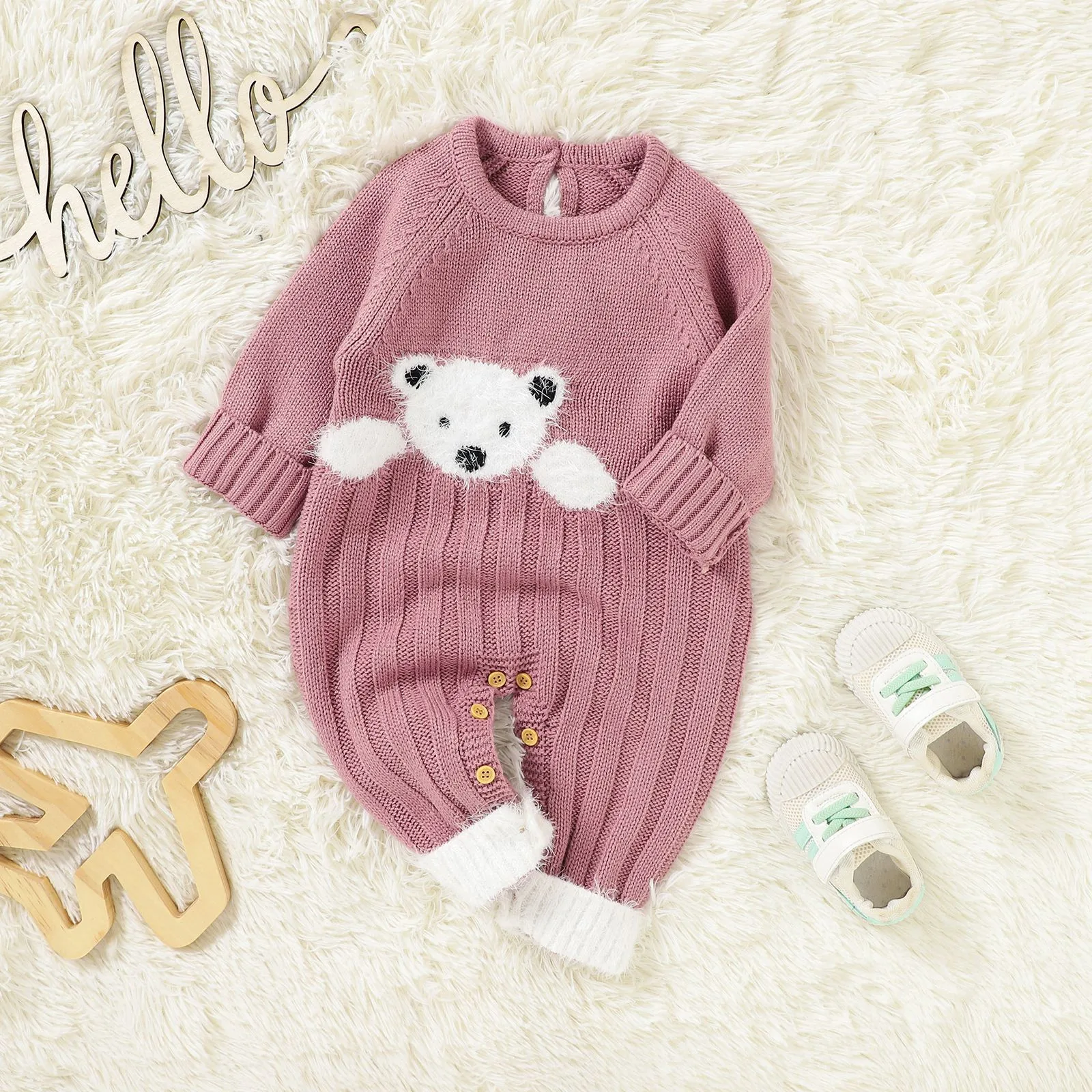 Baby Rompers Knitted Spring Autumn Long Sleeve Newborn Infant Boys Girls Jumpsuits Playsuits One Pieces Winter Children Overalls