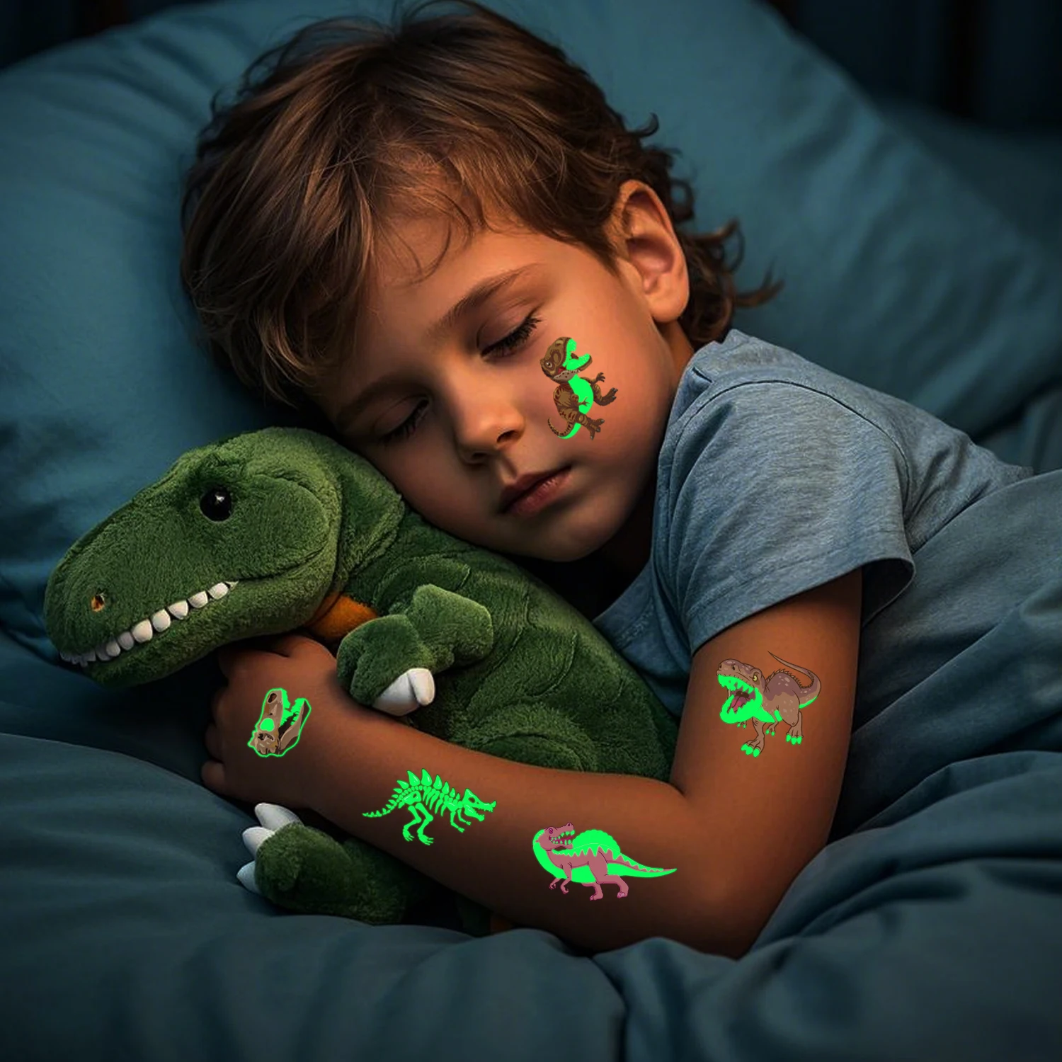 10 وشم مؤقت يتوهج في الظلام على شكل ديناصور، يمكن استخدامها كديكورات وهدايا وجوائز #3