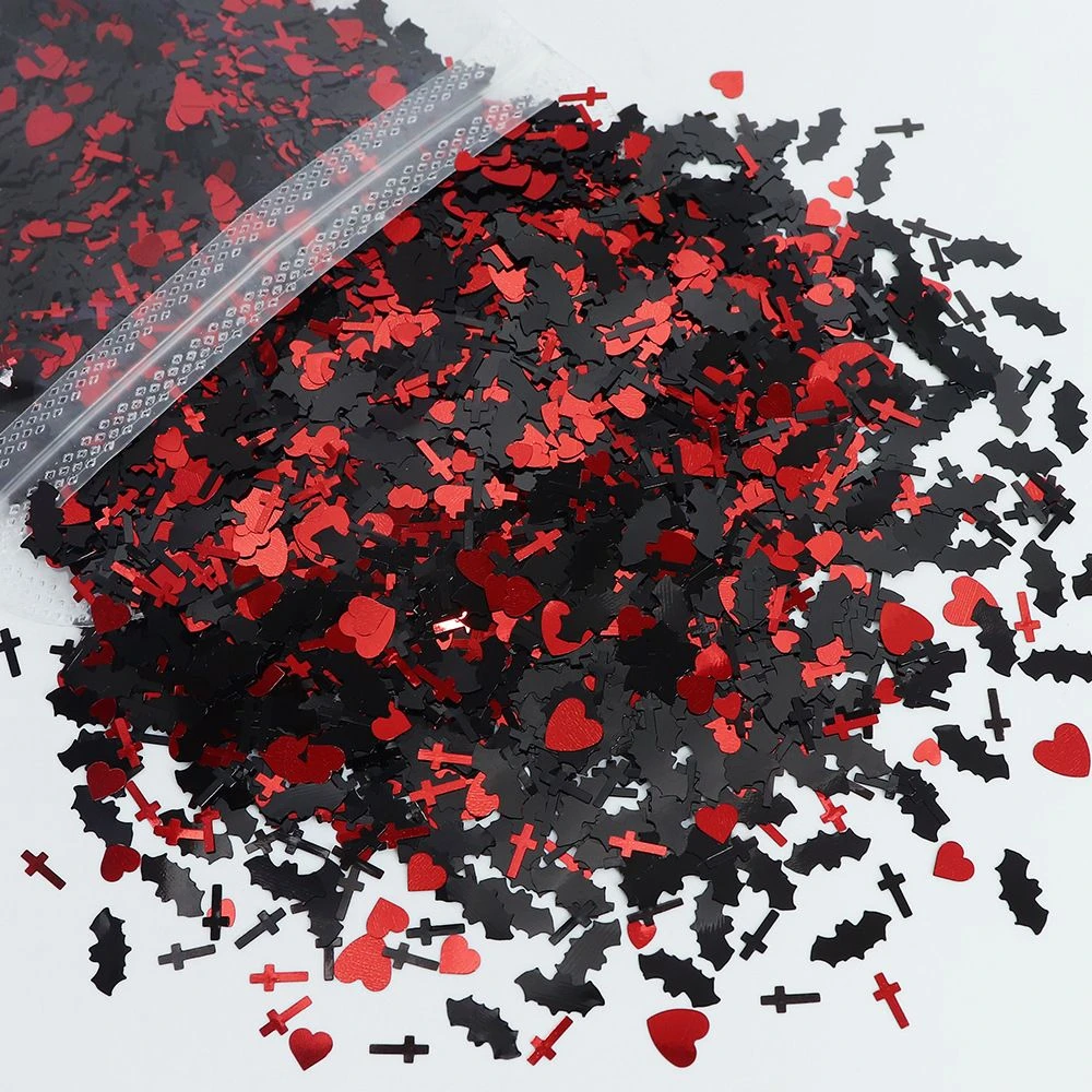 Gemischtes Halloween-Konfetti mit Pailletten, Kürbis-, Fledermaus- und Stern-Glitzer, 10/20g Beutel, DIY Nagelkunst-Deko, Epoxidharz-Shaker-Füllstoff für Feiertagspartys – Detail 6