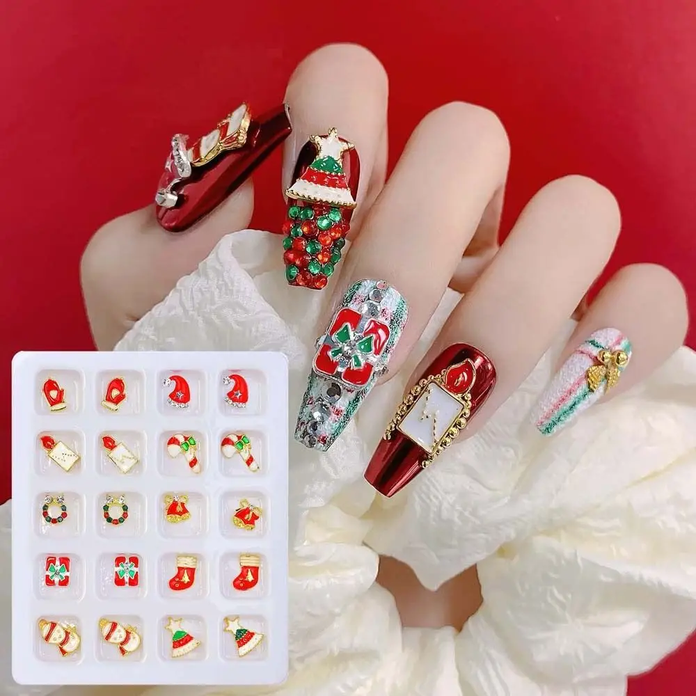 

20Pcs/set Nail Supplies Christmas Nail Rhinestone Manicure Ornaments Christmas Nail Art Charms Christmas Nail Decorations