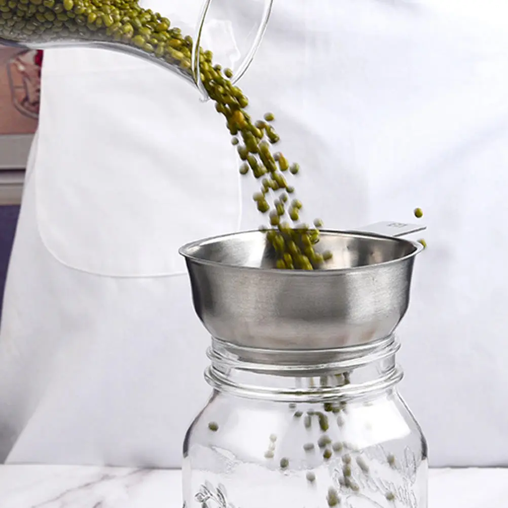 

Stainless Steel Kitchen Funnel with Strainer for Canning Wide and Regular Jars Metal Cooking Utensil Sauce Pouring Tool