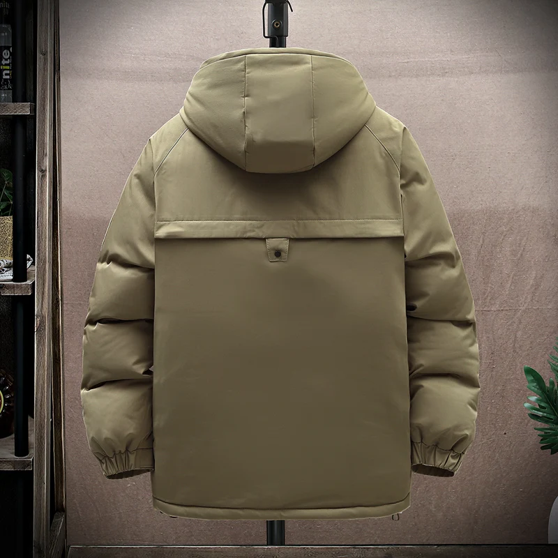 Chaqueta acolchada de algodón con capucha para hombre, parka gruesa y cálida con Bolsillo grande para exteriores, cortavientos de Color sólido, moda de invierno