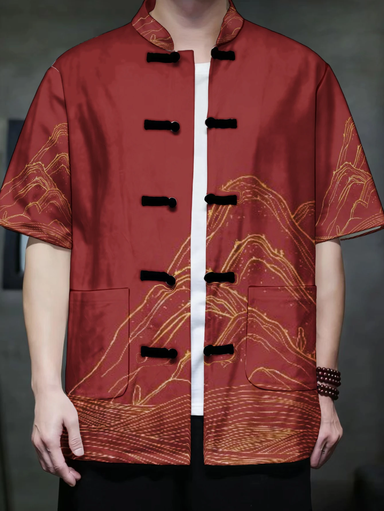 Men Oriental Tang Suit Short S - Phone Stands 评论和价格