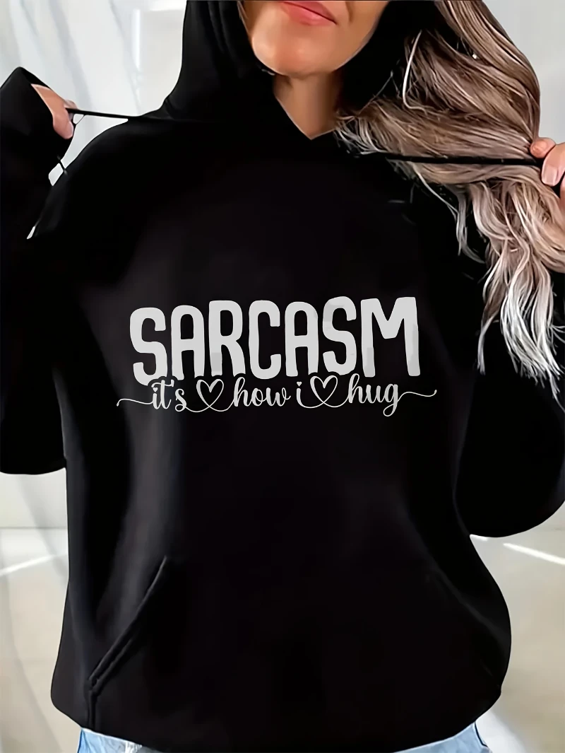 

2025 Autumn and Winter Women' _'s Hug_ Hoodie Funny Saying Pullover High-end Luxury Is for Both Men and Women Top Y2k