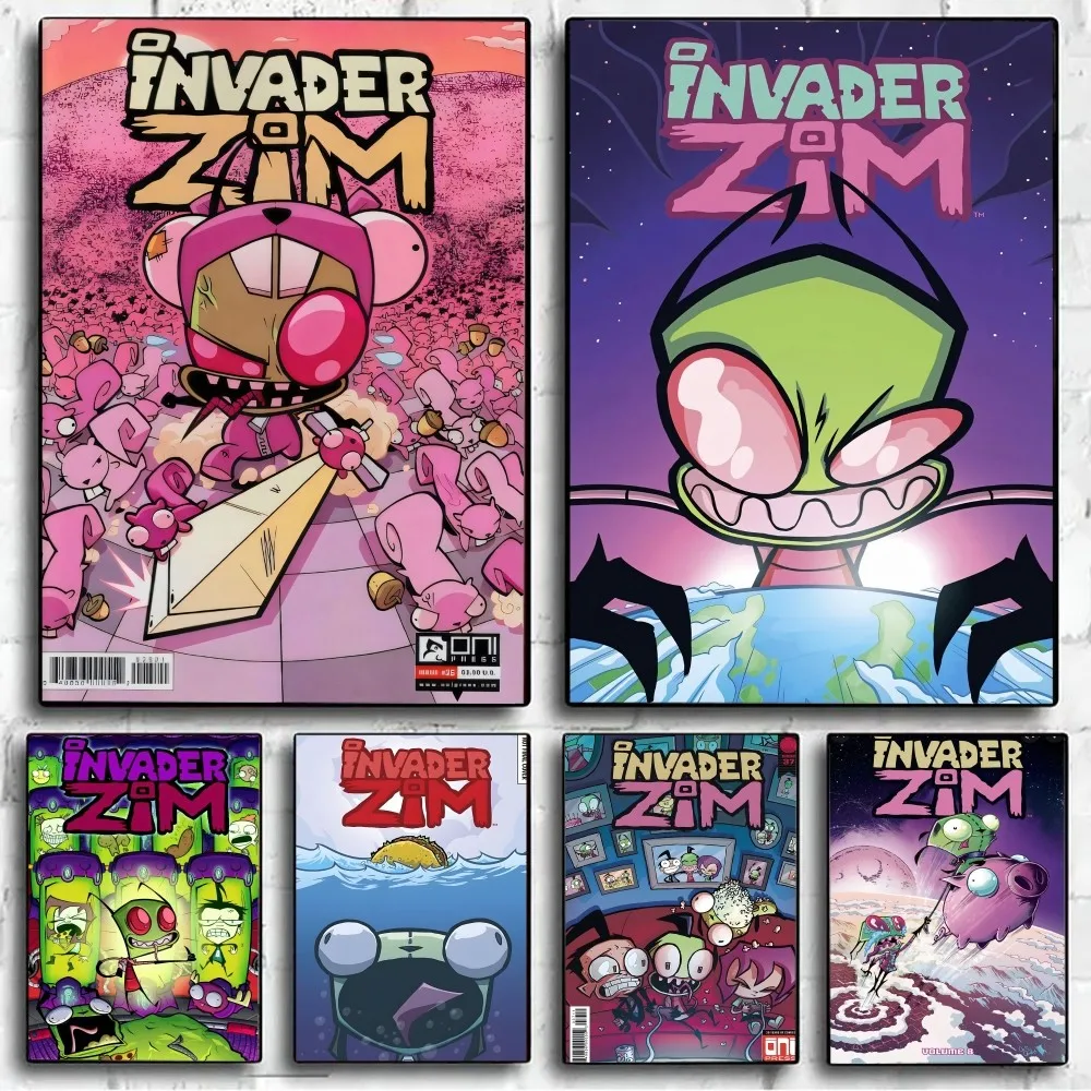 Invader Z-Zim Cartoon Poster No Framed Poster Kraft Club Bar Paper Vintage Poster Wall Art Painting Bedroom Study Stickers