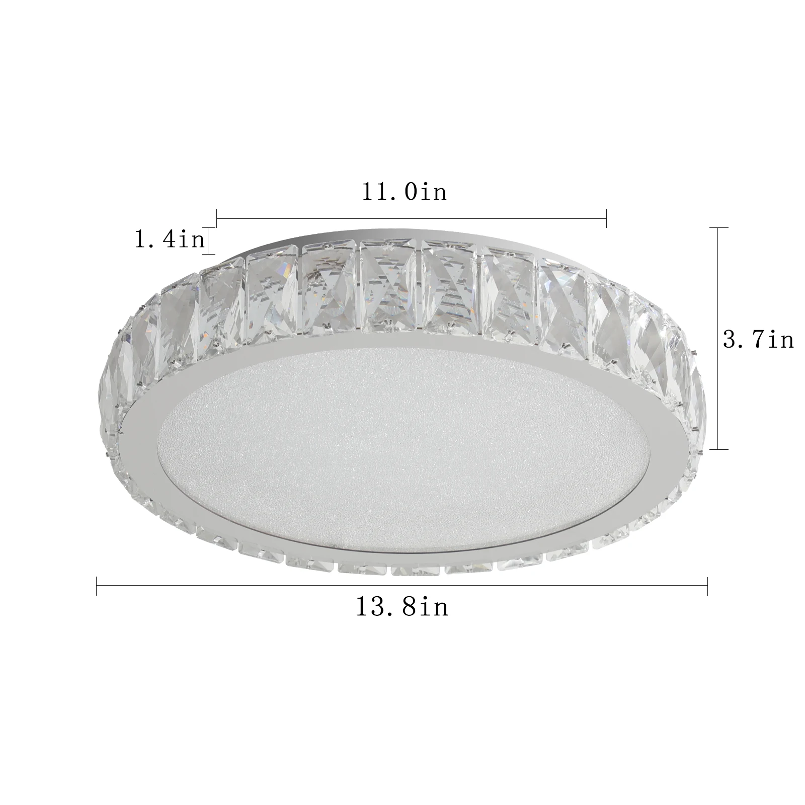 Modern LED Semi-Embedded Crystal Ceiling Lamp - Dimmable and Color Temperature - Round Surface Mount Lamp for Living Room, Dining Room and Bedroom - Fashion Design with Diamond Crystal Edge