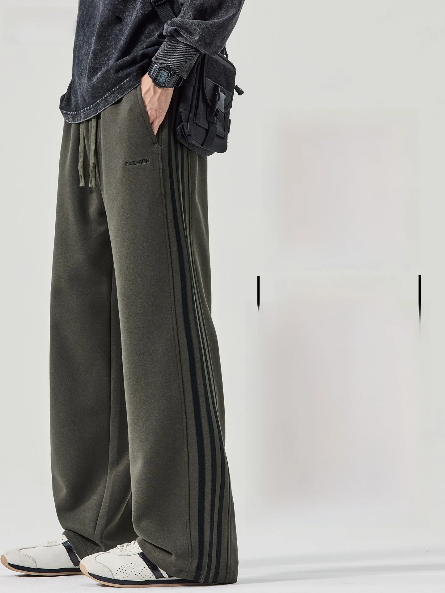 

Knitted Casual Pants Men's Spring Autumn Sle 2026 New American Trendy Brand Sweatpants Loose Straight Leg Sport Pants