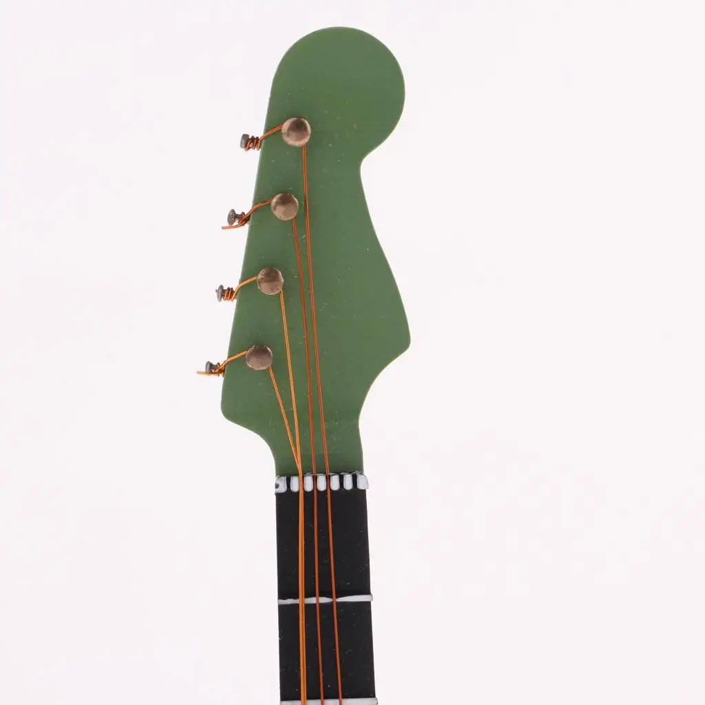 Electric Bass Miniature Instrument 1 6 Scale Wooden Guitar with Stand for BJD Dolls House Decor Accessories